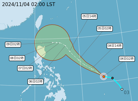 ▲▼銀杏颱風路徑預測。（圖／氣象署提供）