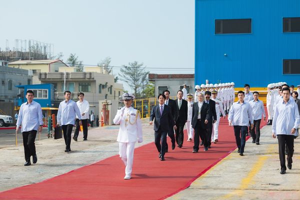 ▲▼總統賴清德主持「海軍輕型巡防艦防空型原型艦安龍典禮」。（圖／總統府提供）