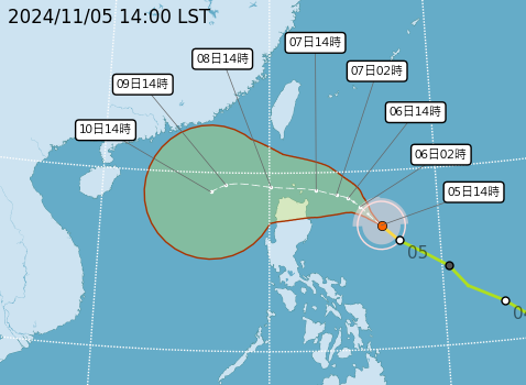 ▲▼銀杏颱風路徑預測。（圖／氣象署提供）