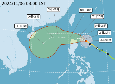 ▲▼銀杏颱風路徑預測。（圖／氣象署提供）