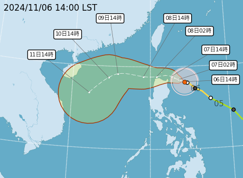 ▲▼銀杏颱風路徑預測。（圖／氣象署提拱）