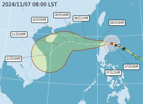 ▲▼銀杏颱風路徑預測。（圖／氣象署提供）