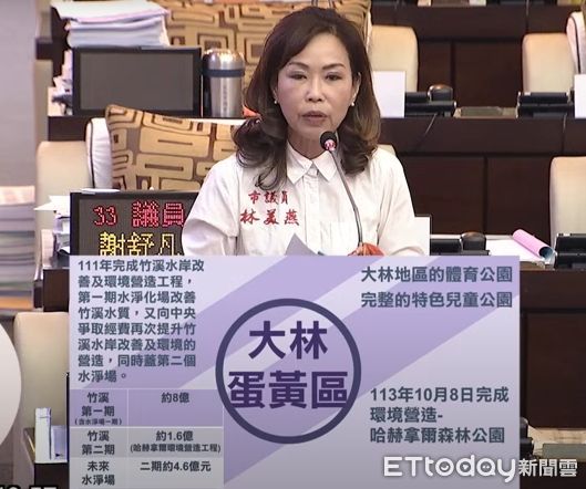 ▲台南市議員林美燕7日在總質詢播放影片，指稱網友已嘲諷哈赫拿爾森林公園應改名為惡犬公園。（圖／記者林東良翻攝，下同）