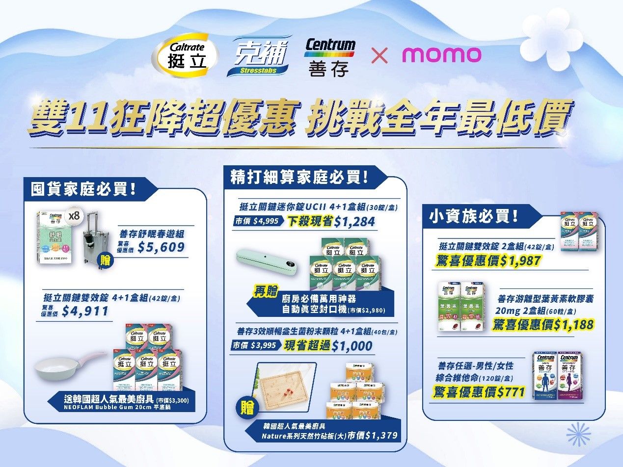 momo,雙11,1111,善存,挺立,克補,保健品（圖／挺立提供）