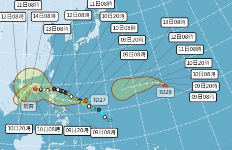 ▲▼目前太平洋地區有1個颱風以及2個熱帶性低氣壓。（圖／氣象署）