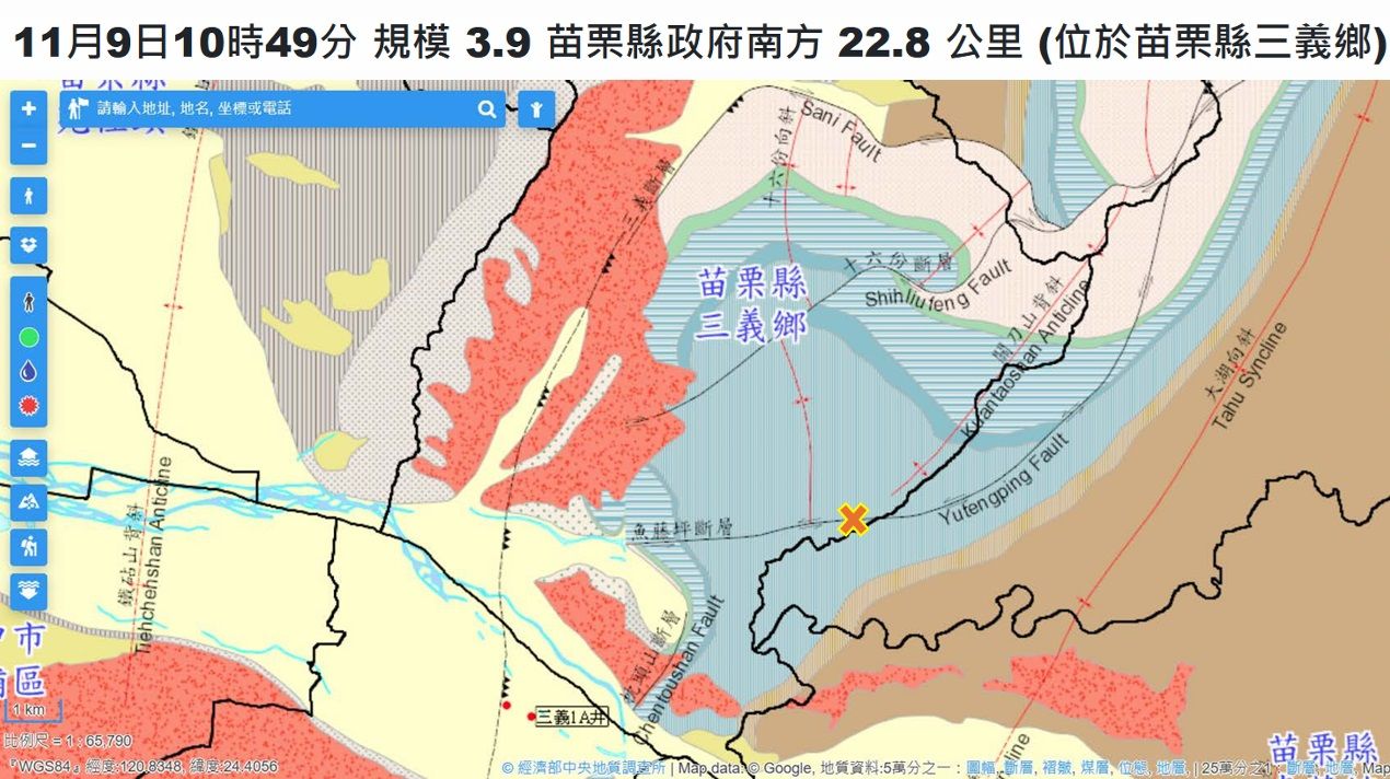 ▲▼苗栗3.9地震震央鄰近關刀山大地震發生地點，郭鎧紋表示，當年造成3279人死亡，也是台灣造成死亡人數最多的地震。（圖／郭鎧紋提供）