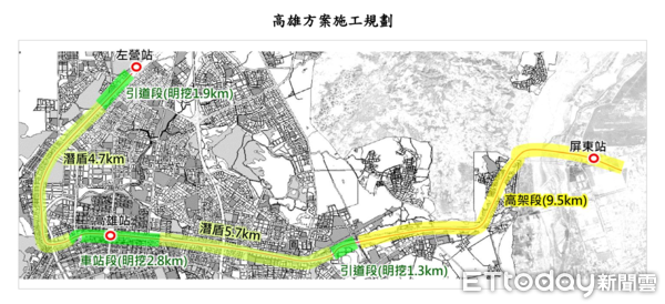 ▲▼高鐵南延高雄案路線。（圖／記者李姿慧翻攝）