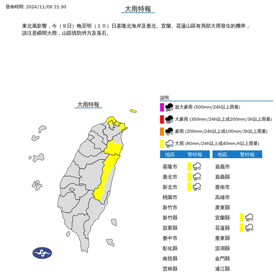 ▲大雨特報