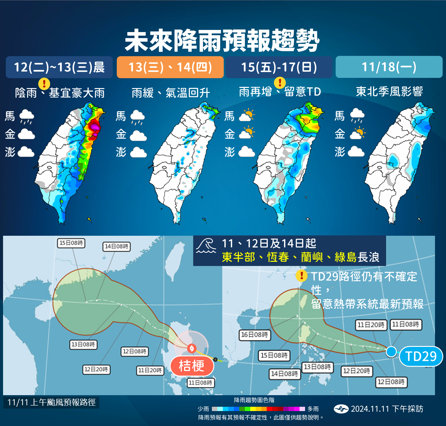 ▲▼未來天氣趨勢。（圖／氣象署提供）