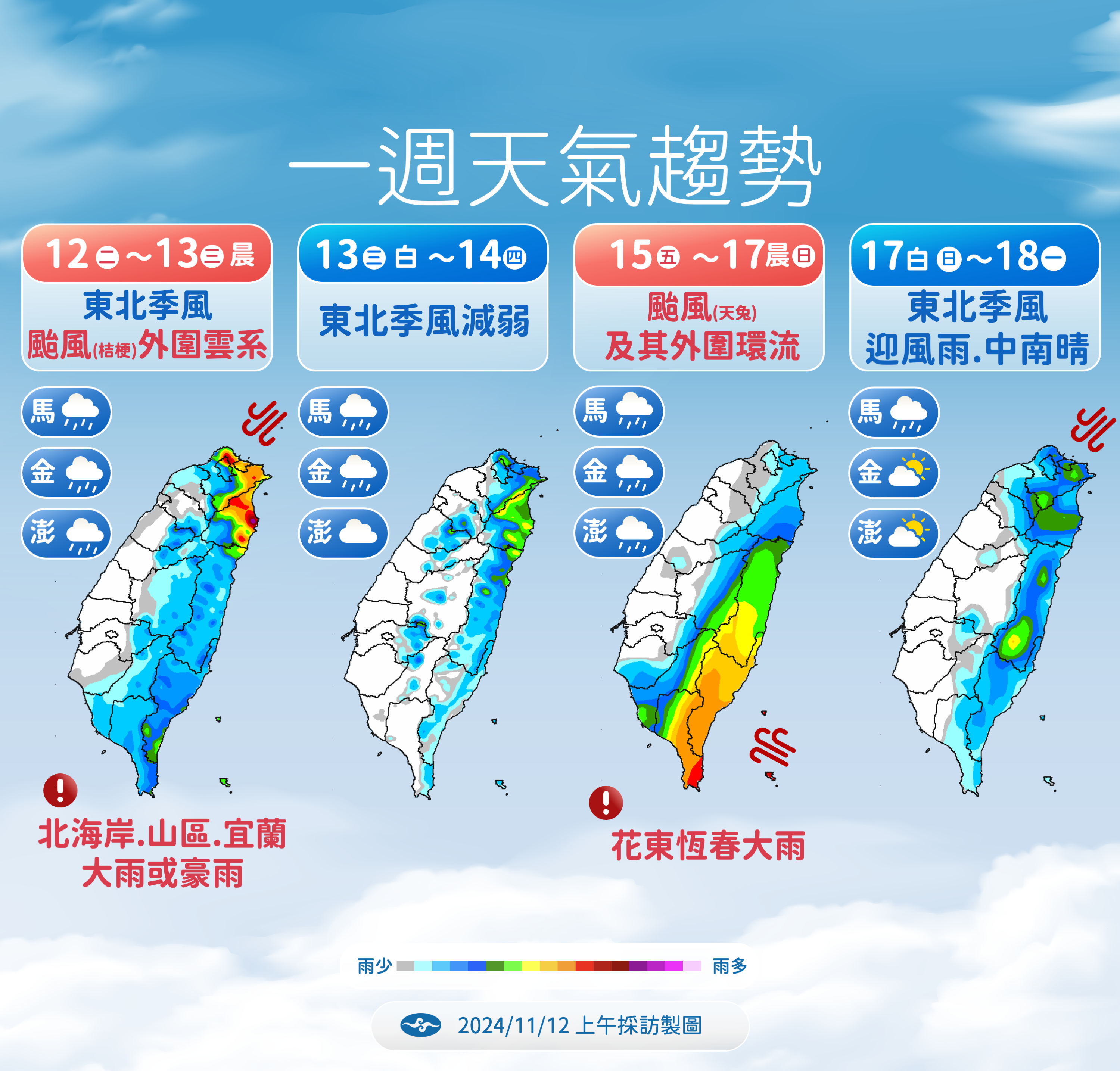 ▲▼未來天氣趨勢。（圖／氣象署提供）