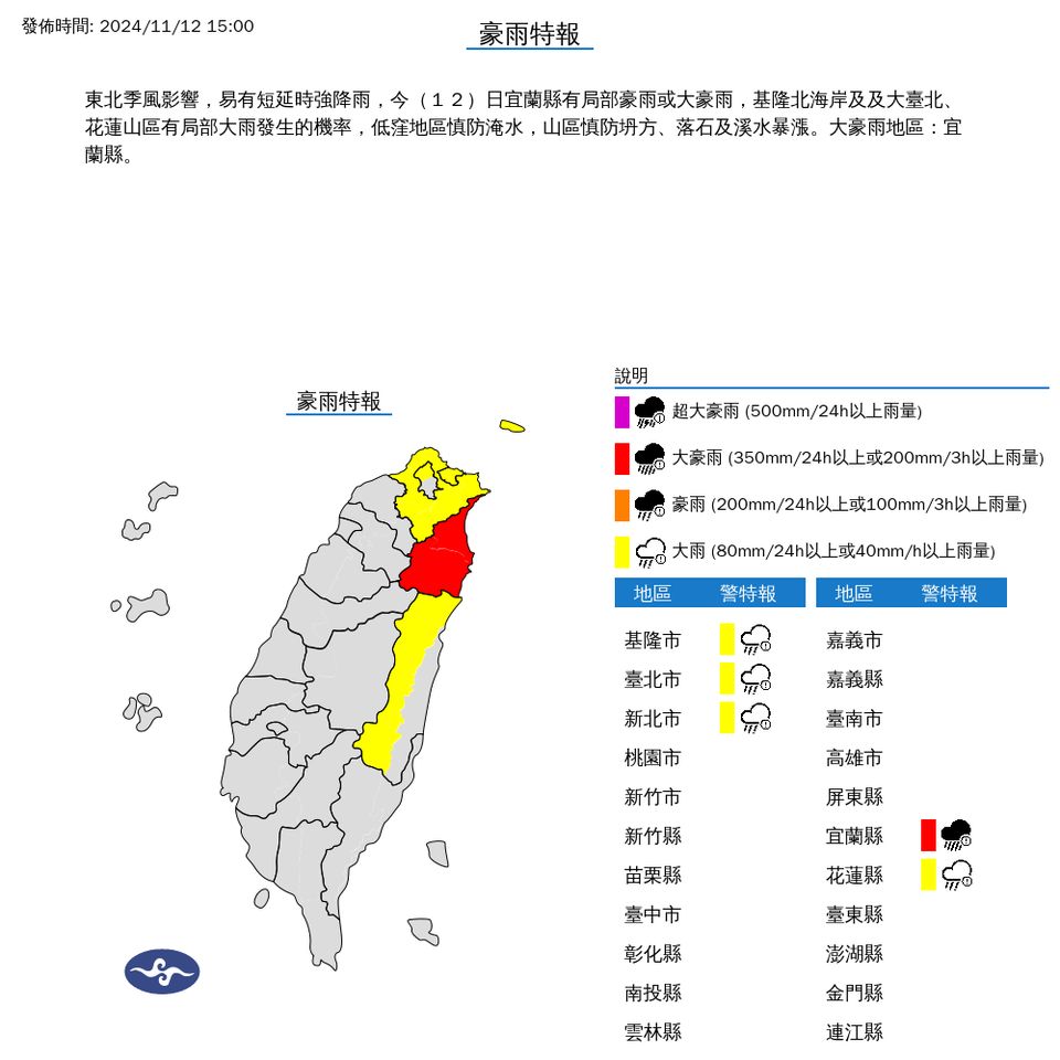 ▲大雨特報