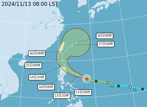 ▲▼天兔颱風路徑預測 。（圖／氣象署提供）