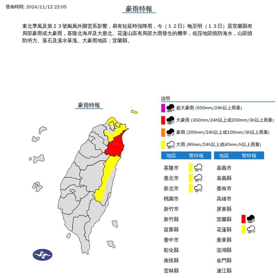 ▲大雨特報