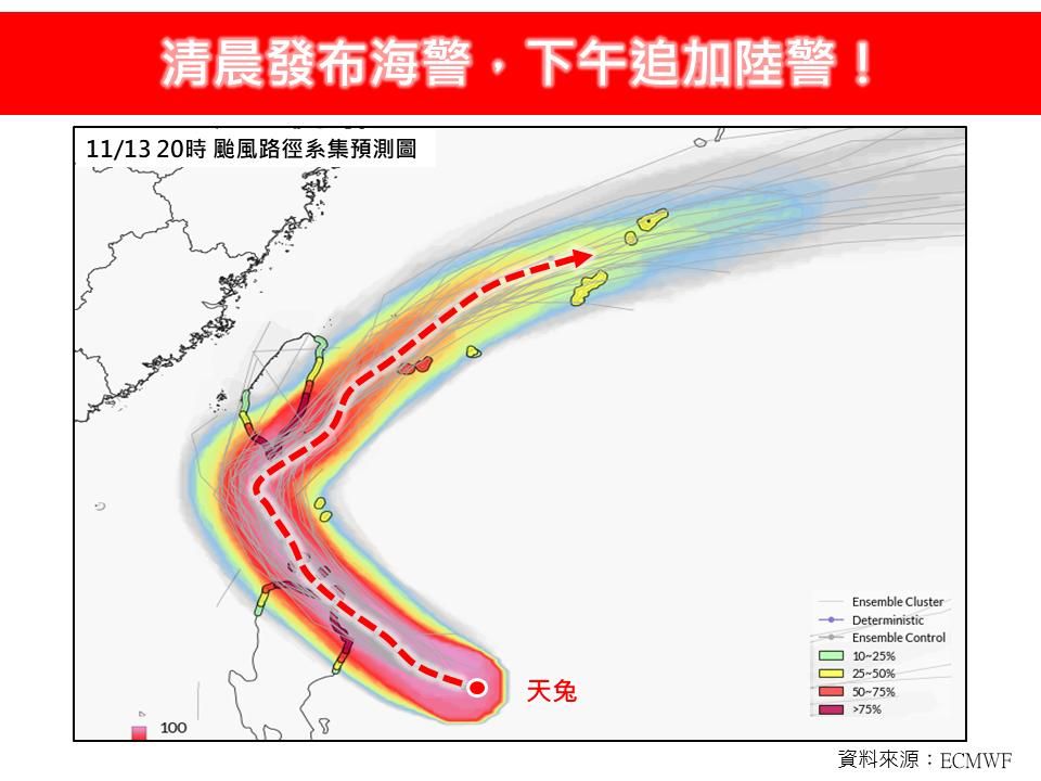 ▲▼清晨發布海警，下午追加陸警！。（圖／翻攝臉書／林老師氣象站）