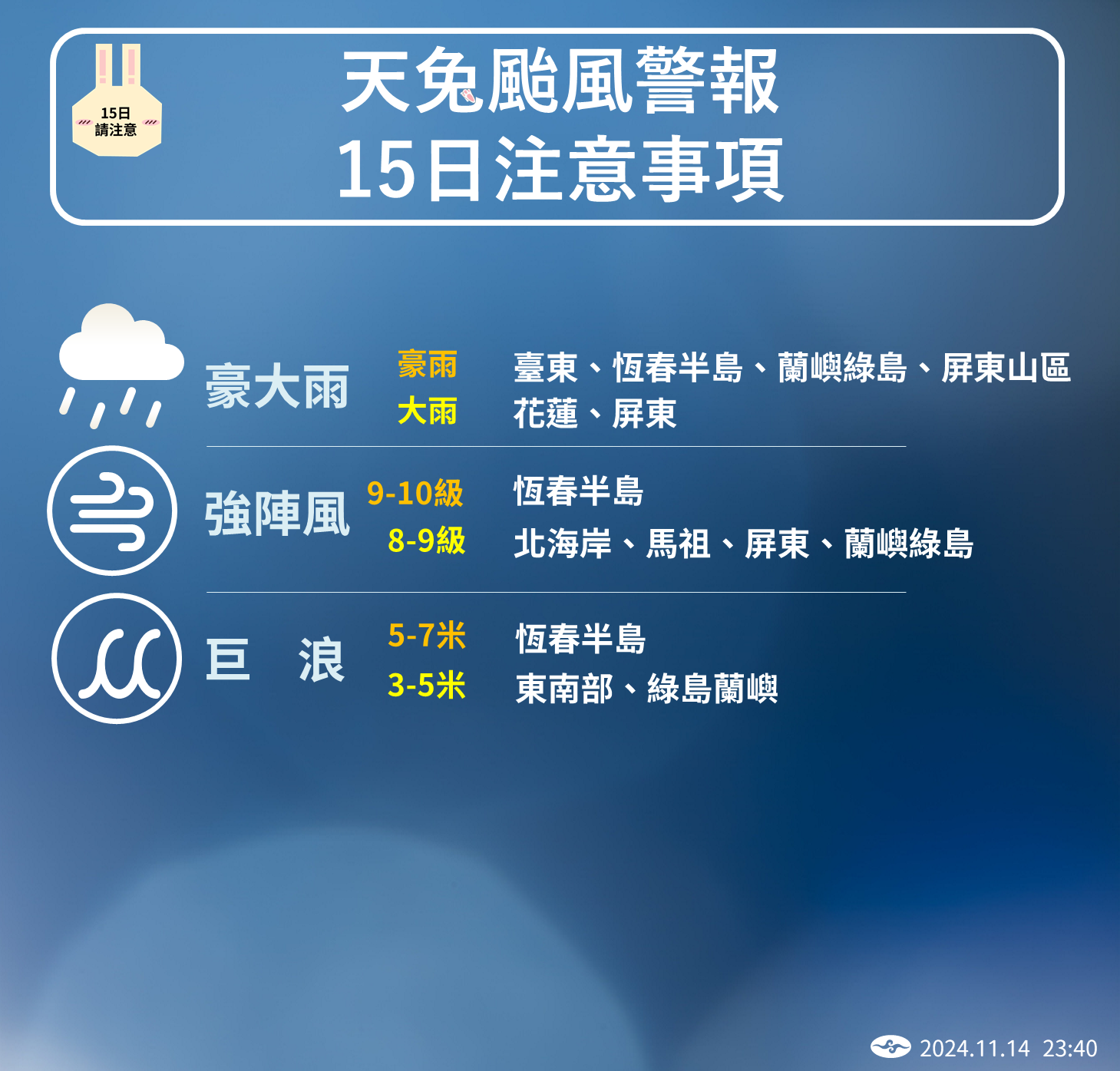 ▲▼天兔又變慢了！路徑西偏「更晚觸陸」　風雨最劇烈時間出爐。（圖／中央氣象署）