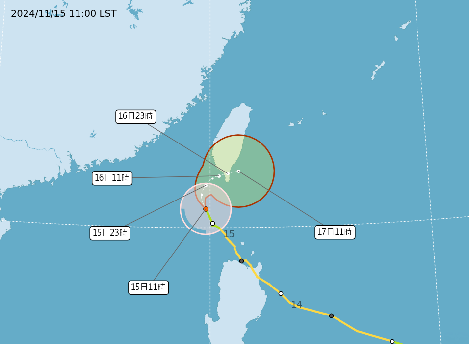 ▲▼天兔颱風最新路徑。（圖／氣象署提供）