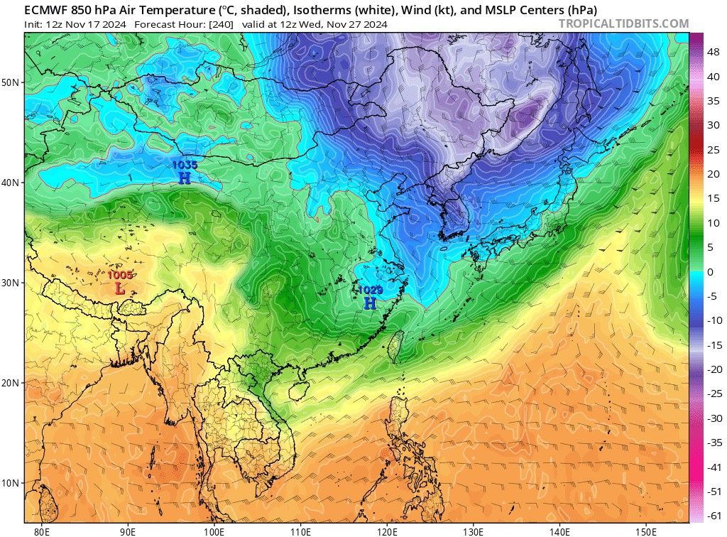 ▲▼11月27日前後會有一波較強的冷空氣來襲。（圖／翻攝觀氣象看天氣臉書）