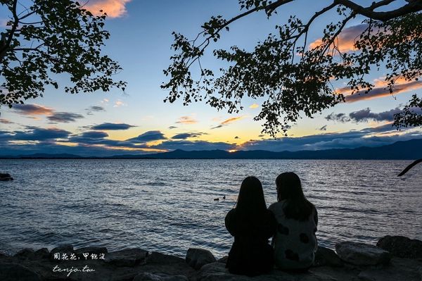 ▲▼日本最大湖泊旁的浪漫下午茶，Chalet水之濱的湖景與夕陽之美。（圖／周花花授權提供）