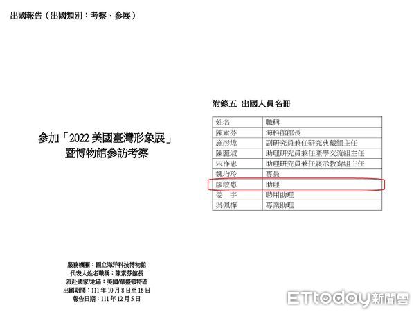 ▲▼  陳菁徽爆料，前館長陳素芬雖已因霸凌調離現職，然其實她仍在海科館內藏了暗樁，對象也就是自己的小姑 。（圖／立委陳菁徽辦公室提供）