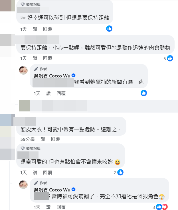 ▲吳婉君分享黃喉貂的照片。（圖／翻攝自FACEBOOK／吳婉君）