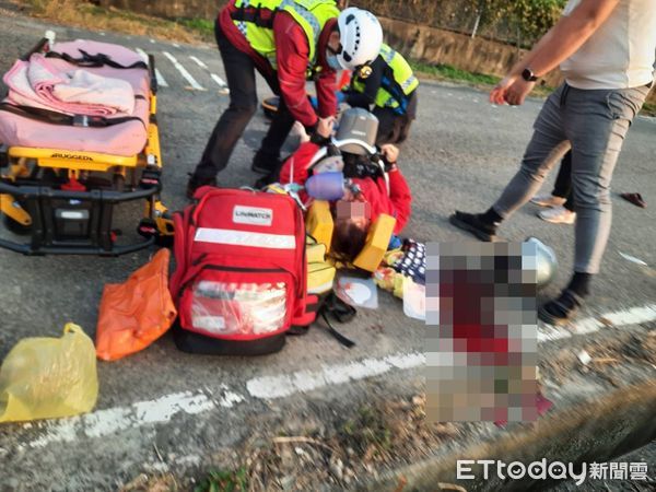 ▲苗栗縣苑裡鎮一處國道涵洞口發生碰撞事故，1名機車女騎士頭部重創，血流如注、送醫不治。（圖／記者楊永盛翻攝）