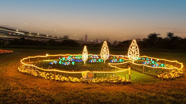 ▲鴨鴨公園「鴨鴨三重奏」用超過10萬盆草花布置。（圖／新北市高灘處提供）