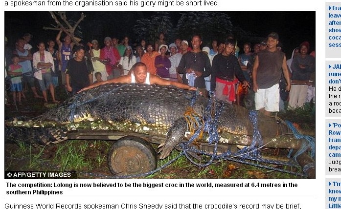 金氏世界紀錄認證史上最長巨鱷長逾6公尺重達1噸 Ettoday國際新聞 Ettoday新聞雲