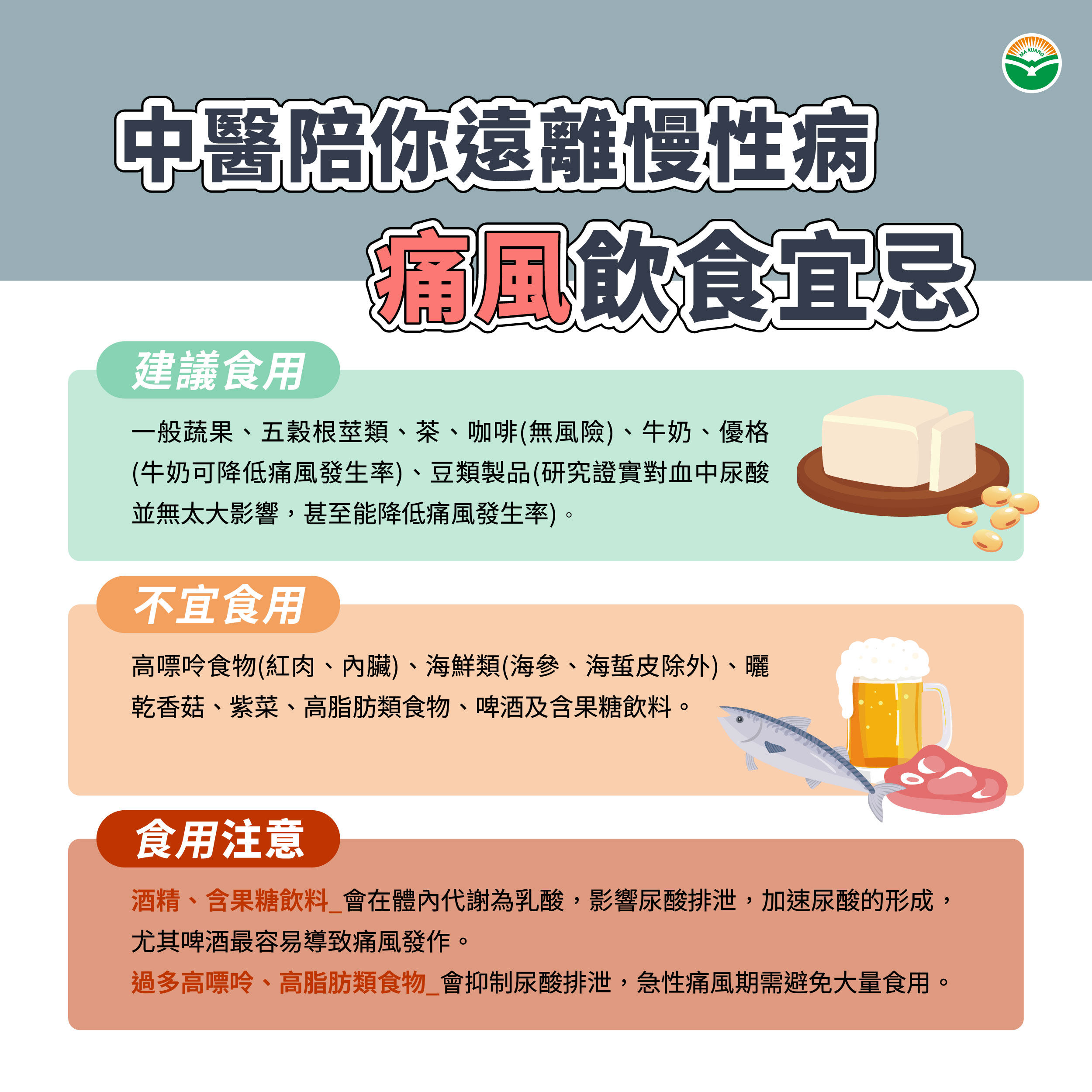 痛風飲食建議。（圖／馬光中醫提供）