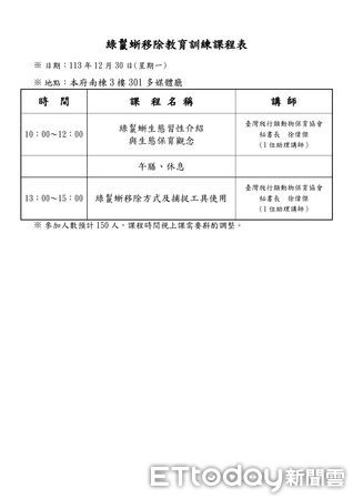 ▲屏縣綠鬣蜥移除教育訓練課程12月23日起開放報名             。（圖／屏東縣政府提供）