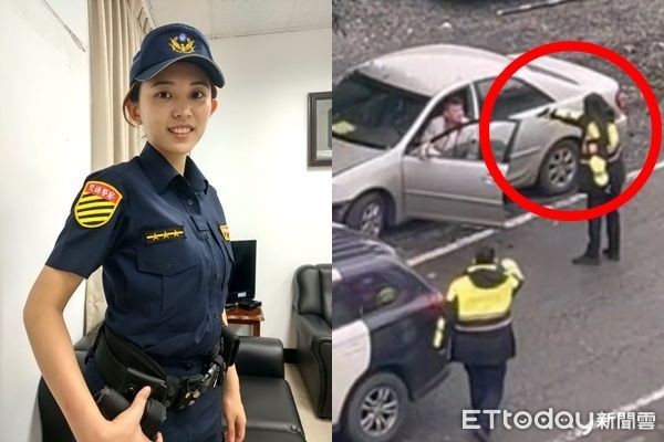 ▲吳晨如右手持槍喝令拒檢逃逸撞路樹駕駛下車畫面（圖／民眾提供）