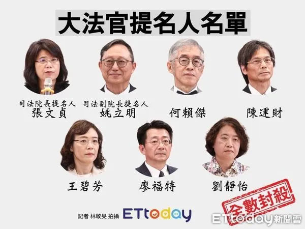 ▲▼大法官提名人經過投票，7人全數封殺。（圖／ETtoday製）