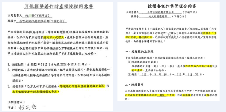 ▲▼             柯文哲將自己的肖像權賣給木可，木可再授權給柯文哲競總使用。（圖／北檢提供）