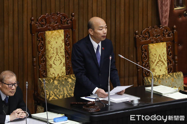 ▲立法院長韓國瑜主持議事。（圖／記者林敬旻攝）