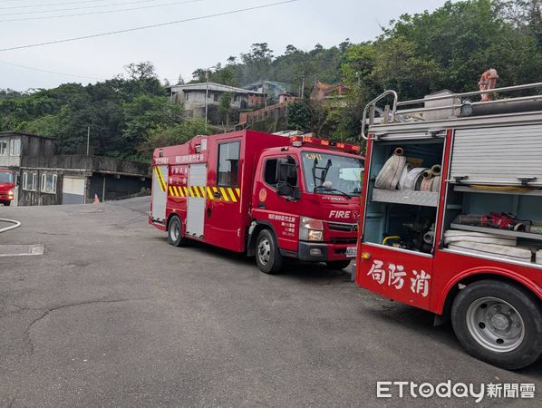 ▲▼             新北市瑞芳區籠山路連棟平房火警，1女命危。（圖／記者郭世賢翻攝，下同）