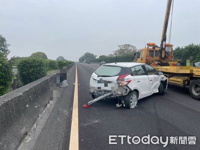 國1嘉義路段大貨車變道！害自小客失控衝內線　後車閃不過又追撞