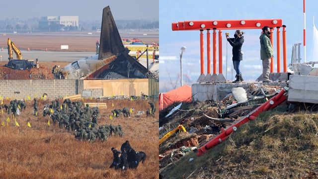 ▲▼濟州航空波音客機撞向務安機場跑道尾端混凝土牆，南韓、美國派遣專家前往現場動用重機具調查。（圖／達志影像）