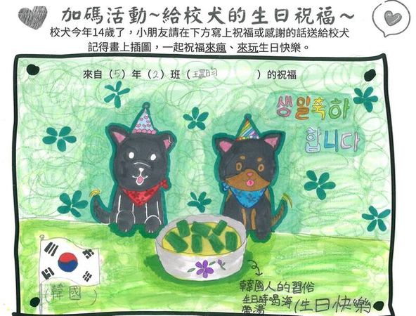 ▲龍岡國小校犬14歲生日