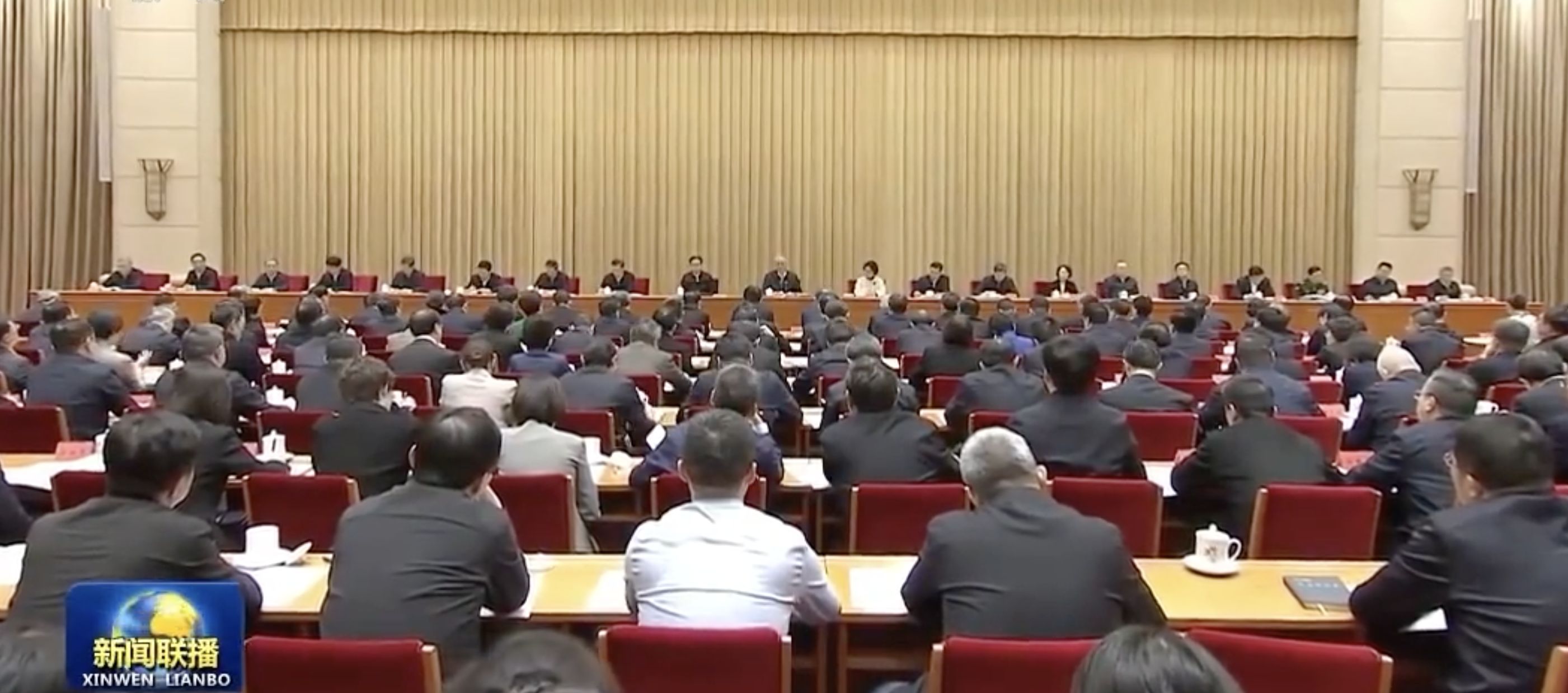 ▲中共政治局常委、中央書記處書記蔡奇主持大陸全國宣傳部長會議。（圖／翻攝央視）