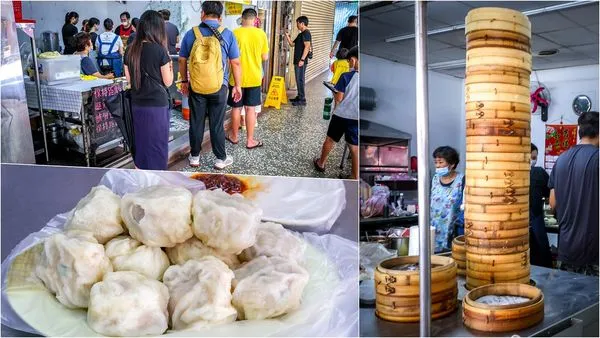 ▲▼蘆洲人40年來的早餐首選！手工現桿鮮嫩多汁小籠包　現場蒸籠疊超高。（圖／陳小可的吃喝玩樂提供）