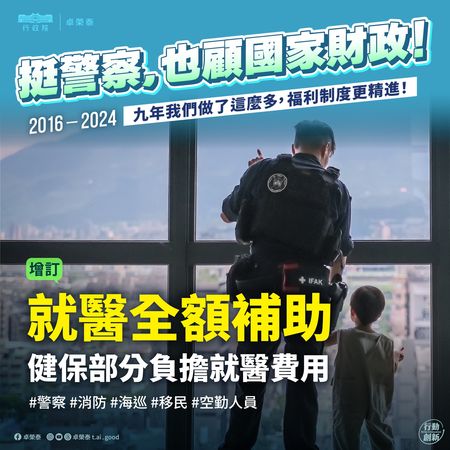 ▲▼卓榮泰喊話「挺警察」，回顧民進黨政府執政九年，精進各項福利、制度。（圖／翻攝自Facebook／卓榮泰）