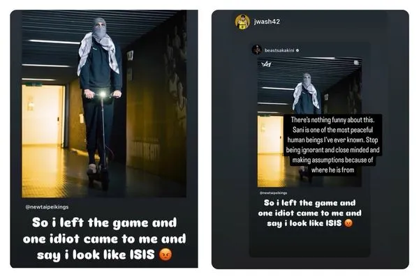 ▲新北國王洋將桑尼「包頭巾」造型竟被球迷說像ISIS，讓他發文表示不滿。（圖／取自IG）