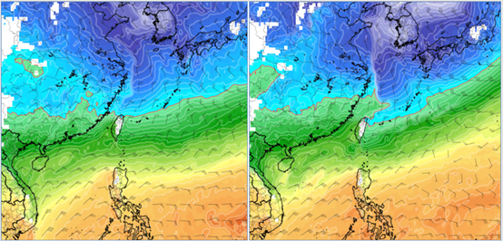 ▲▼下週三(15日)另一波強冷空氣迅速南下、下週四、五(16、17日)強冷空氣籠罩。最新模擬已調整得：影響時間雖比目前這波短，但強度卻毫不遜色。（圖／洩天機教室）