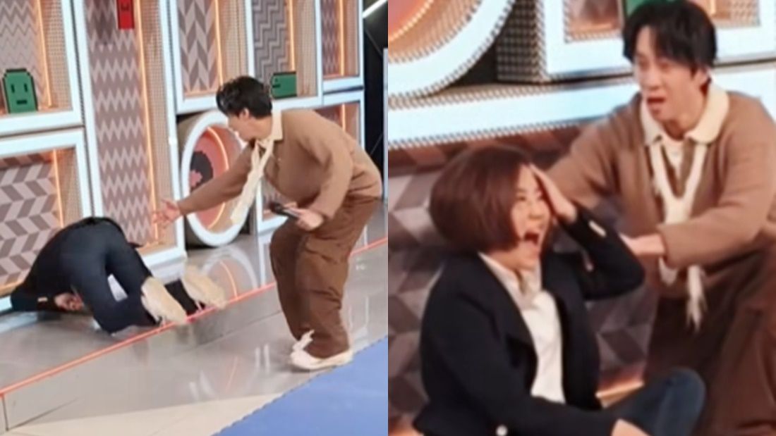 ▲▼于美人錄影跌倒。（圖／翻攝自Facebook／于美人）