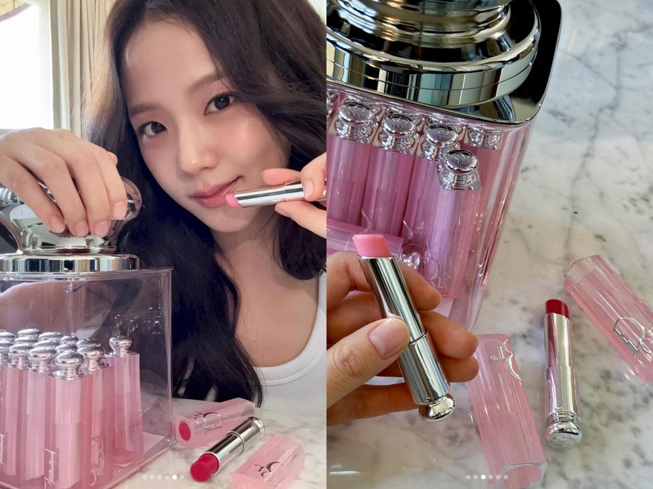 jisoo,BLACKPINK,dior,迪奧,ENHYPEN,善禹,PRADA BEAUTY,潤唇膏,時尚,唇膏。（圖／IG）