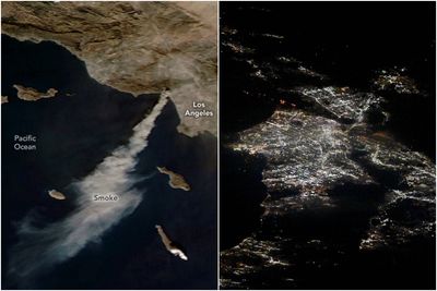 太空人拍下「野火點亮洛杉磯」俯瞰視角！　衛星照曝超厚濃煙