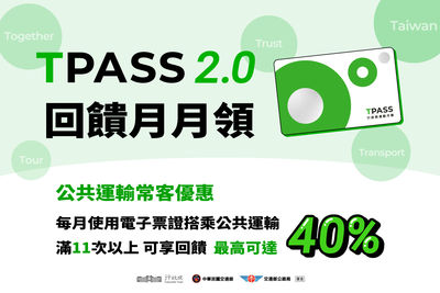 TPASS 2.0常客優惠2月上路　搭11次以上「最高回饋40%」