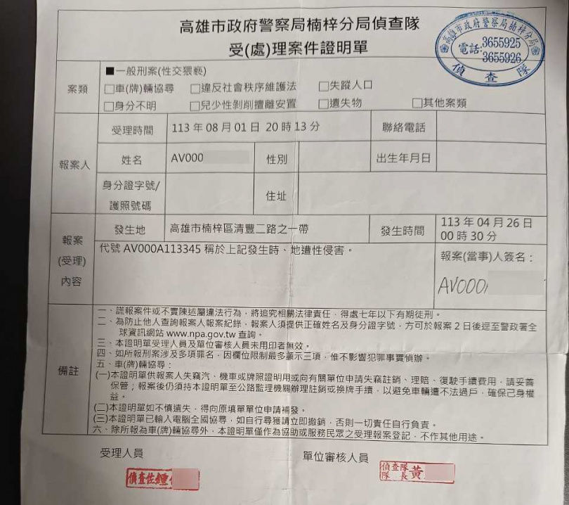 受害人小花連續3個月遭到侵犯，不再隱忍赴警局提告捍衛自身權益。（圖／民眾提供）