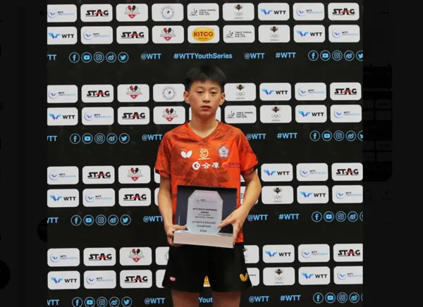 ▲▼台灣16歲小將郭冠宏扳倒世青金牌向鵬。（圖／翻攝自X／World Table Tennis）