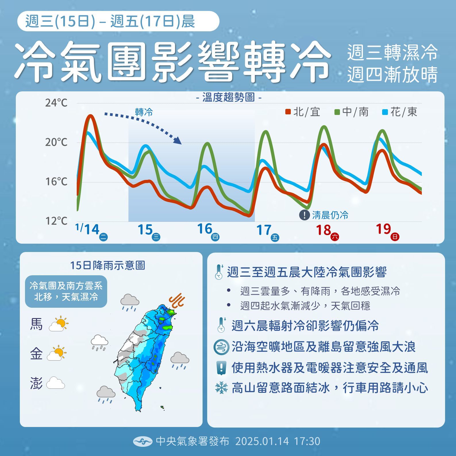 ▲▼低溫特報。（圖／翻攝中央氣象署）