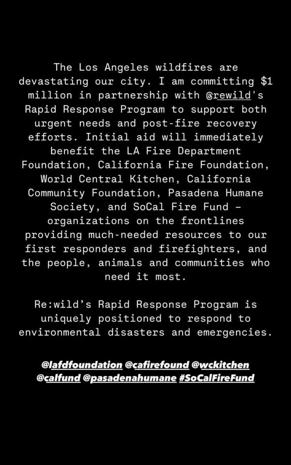▲▼李奧納多承諾捐100萬美元救災。（圖／翻攝自IG／leonardodicaprio）
